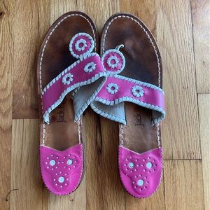 Size 10 pink and white Jack Rogers